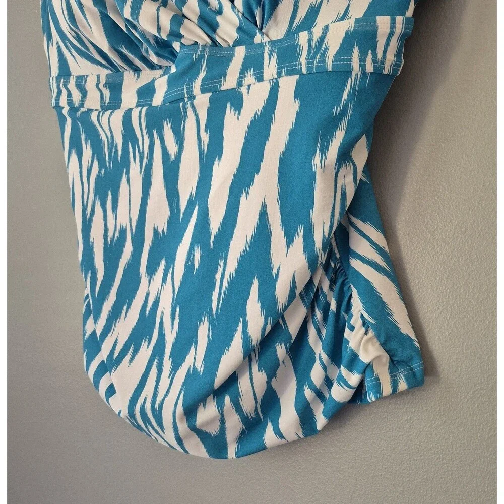 Anne Cole Blue White Ikat Underwire Swimsuit Tankini Top Womens XXL